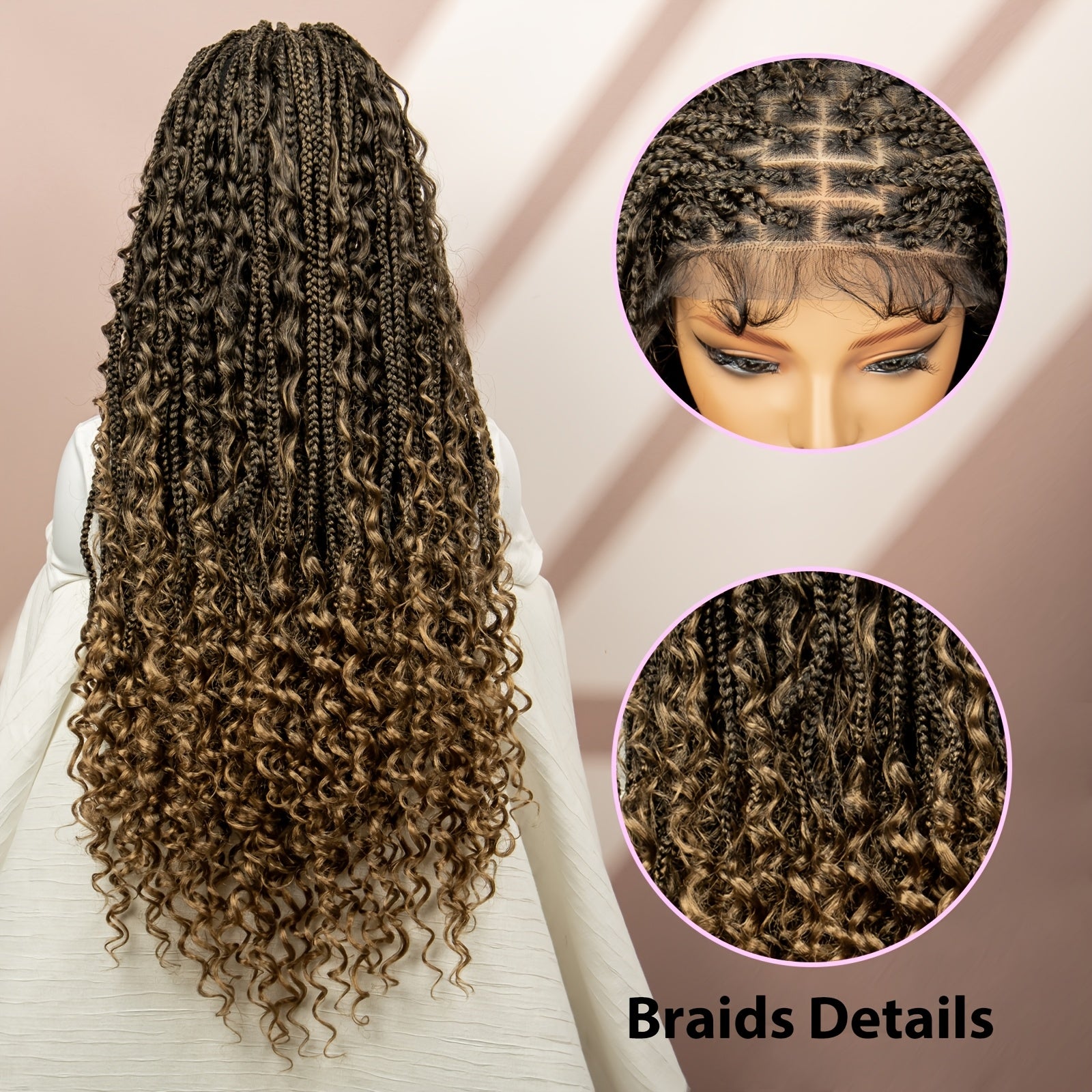 9 * 6 Front Lace Synthetic Fine Braid Braided Butterfly Flower Braid Wig Headband For Daily Wear, Breathable, Comfortable And Fashionable